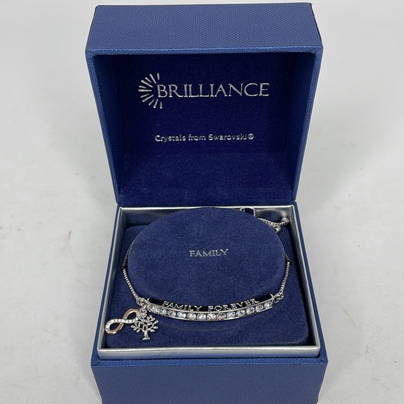 Brilliance Crystal Infinity Bar Adjustable Bracelet Family Forever Infinity Tree - Picture 3 of 9